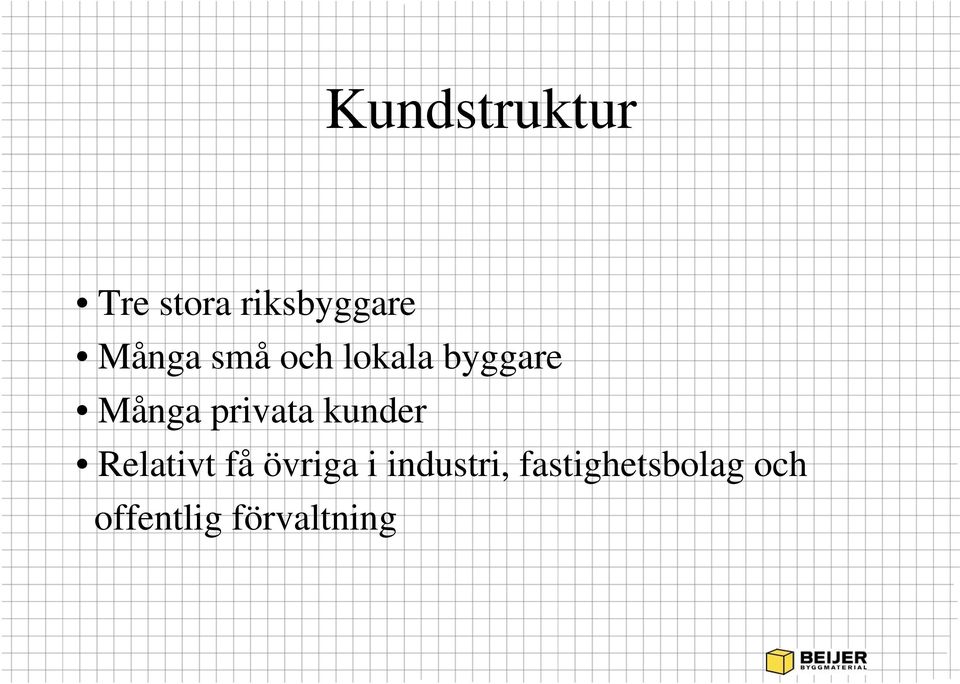 privata kunder Relativt få övriga i