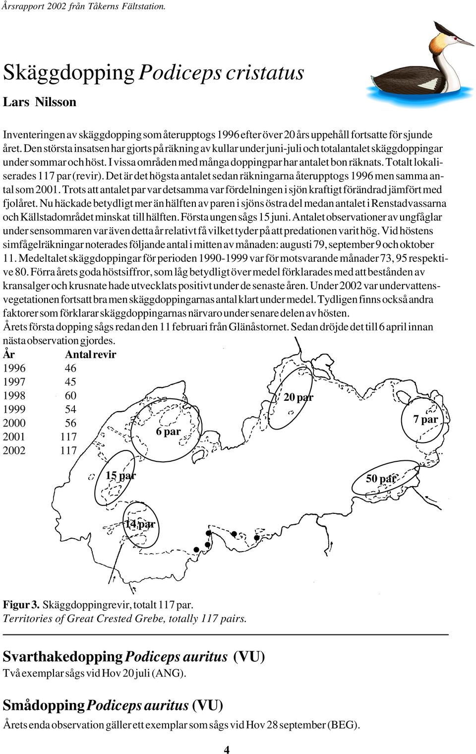 Totalt lokaliserades 117 par (revir). Det är det högsta antalet sedan räkningarna återupptogs 1996 men samma antal som 21.