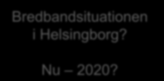 Bredbandssituationen Workshop december 2011 Bredbandsituationen i Helsingborg? Kommunstyrelsens ordförande Nu 2020?