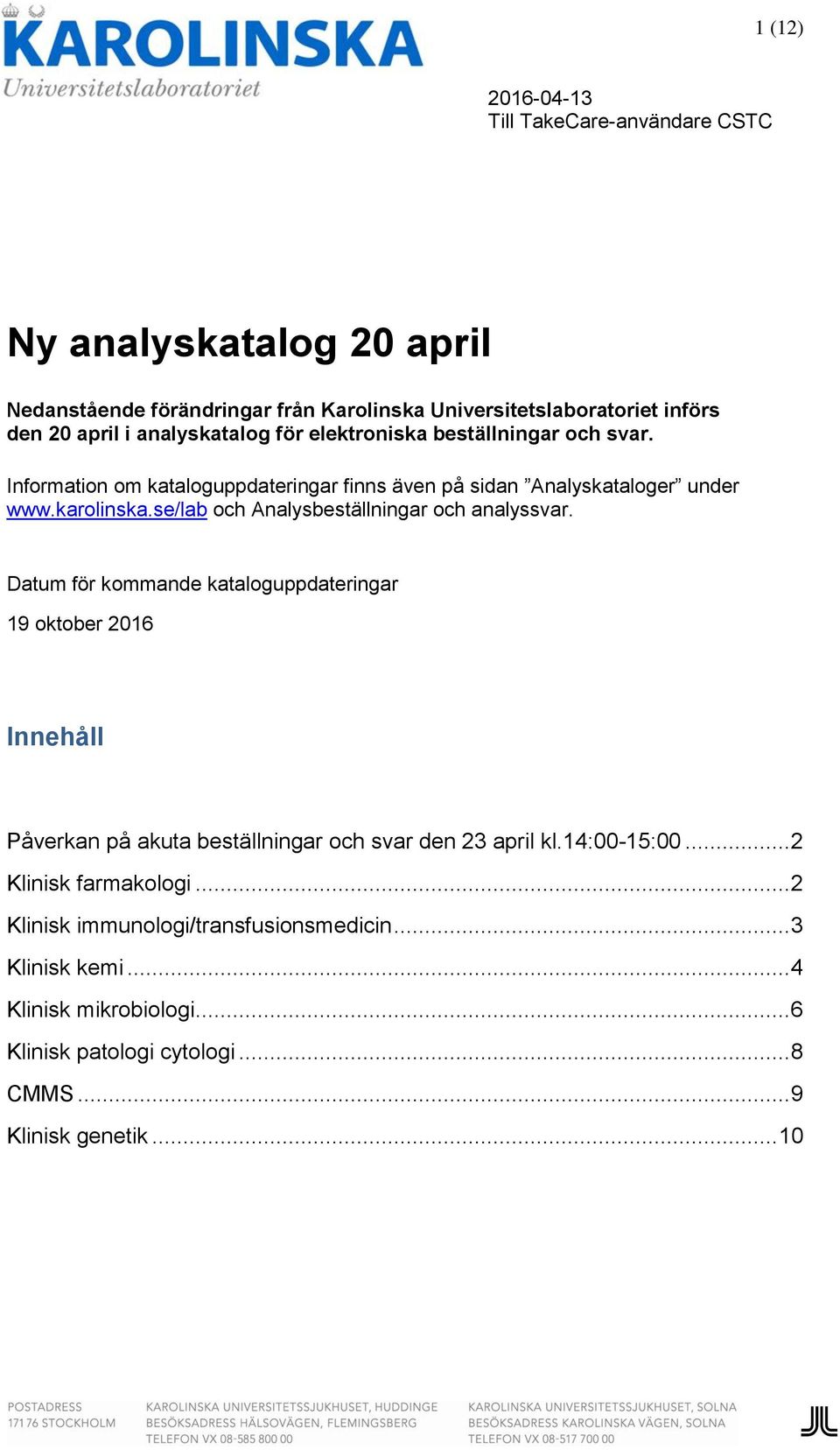 se/lab och Analysbeställningar och analyssvar.
