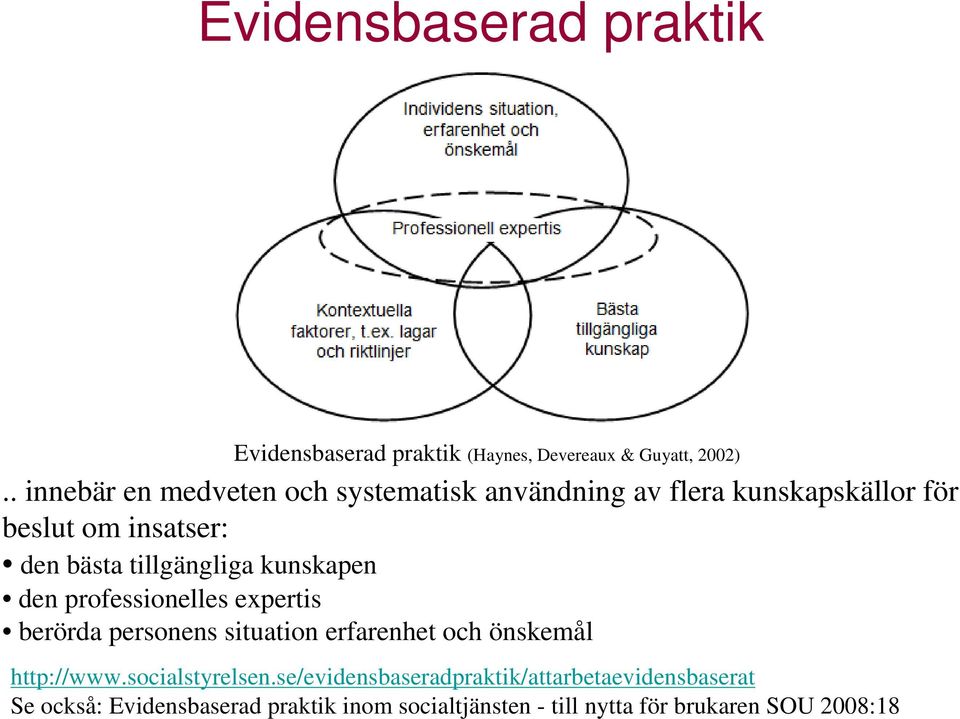 tillgängliga kunskapen den professionelles expertis berörda personens situation erfarenhet och önskemål http://www.