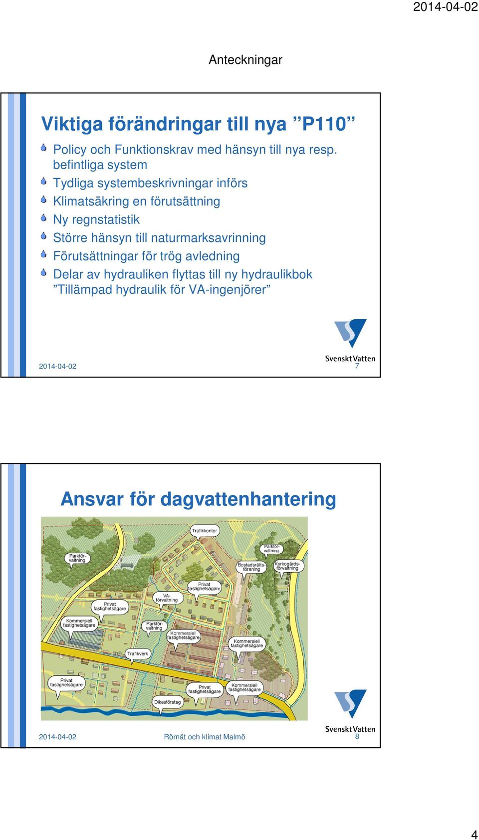 hänsyn till naturmarksavrinning Förutsättningar för trög avledning Delar av hydrauliken flyttas till ny