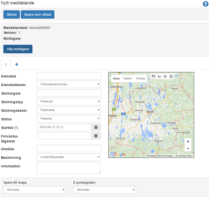 b. Fältens innebörd Ärendeid. Avsändande organisations eget ärende id. Meddelandeid, en unik identifikation av detta meddelande. Meddelandets versions nr.