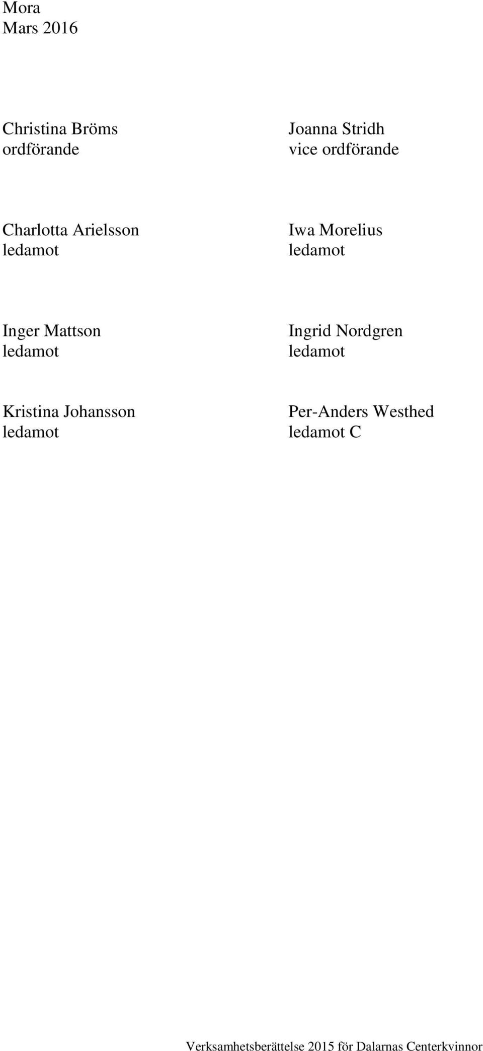 Arielsson Iwa Morelius Inger Mattson Ingrid