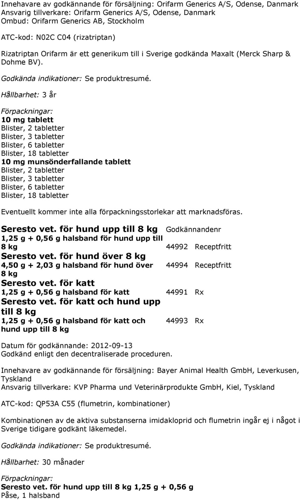 Hållbarhet: 3 år 10 mg tablett Blister, 2 tabletter Blister, 3 tabletter Blister, 6 tabletter Blister, 18 tabletter 10 mg munsönderfallande tablett Blister, 2 tabletter Blister, 3 tabletter Blister,