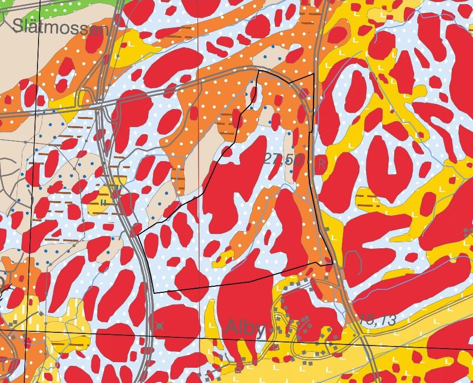 1.2 Geologi Geologin i undersökningsområdet består till stora delar av en postglacial finsand i de östra och centrala delarna. De västra delarna finns det sandig morän.