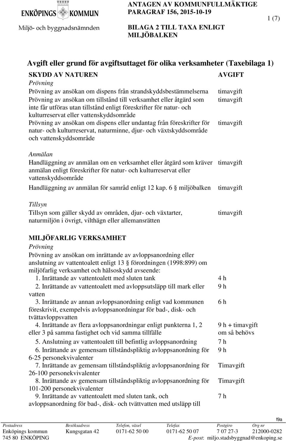 kulturreservat eller vattenskyddsområde av ansökan om dispens eller undantag från föreskrifter för natur- och kulturreservat, naturminne, djur- och växtskyddsområde och vattenskyddsområde AVGIFT