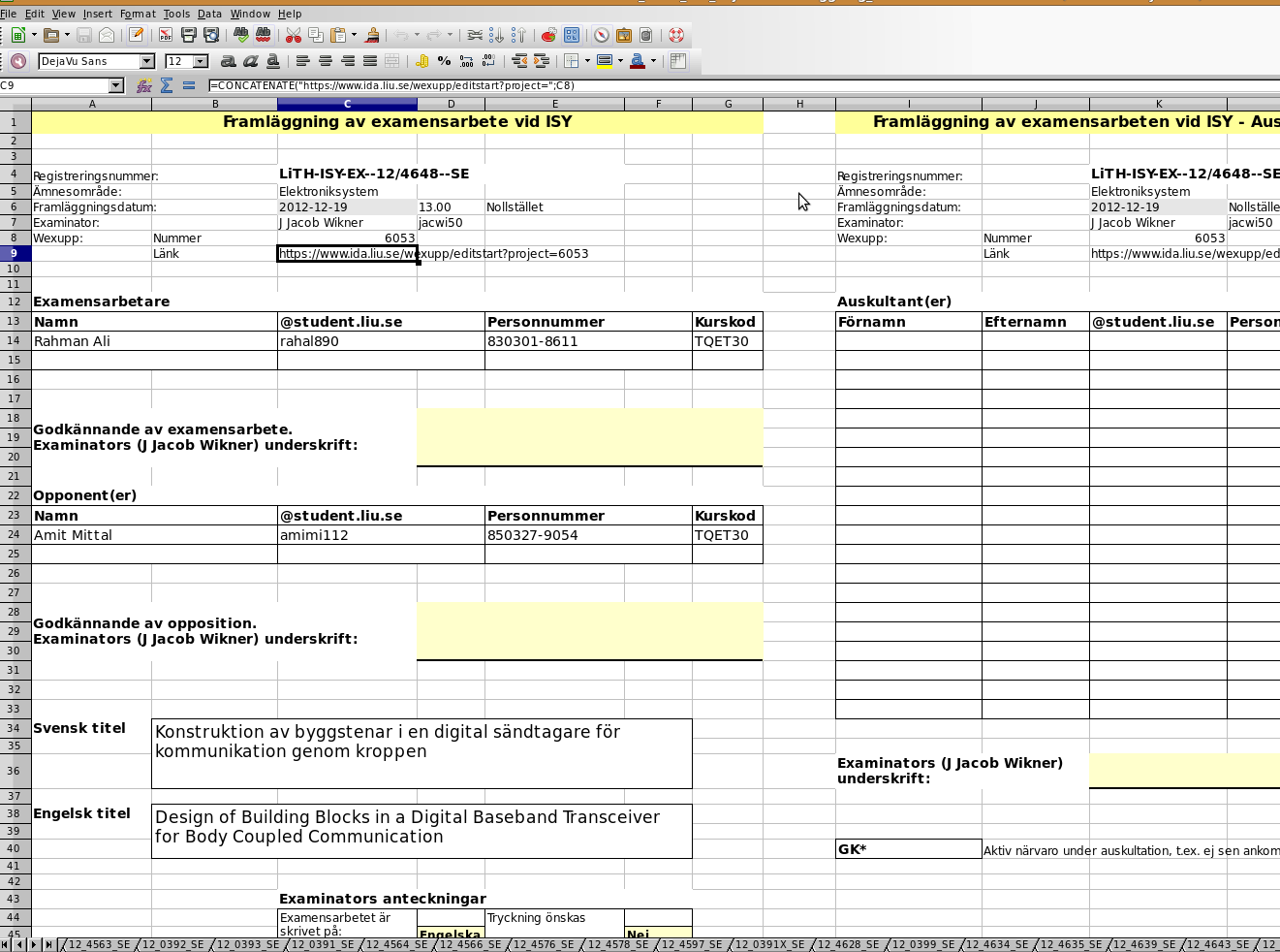 Checklistor och dokument Framläggning, mfl,