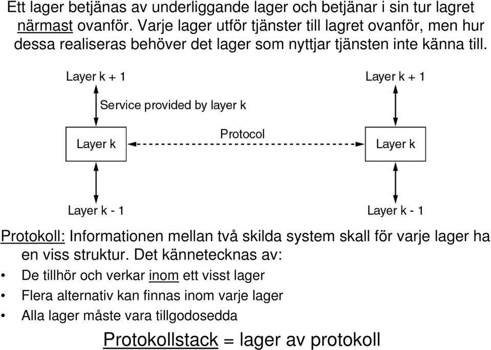 till. Protokoll: Informationen mellan två skilda system skall för varje lager ha en viss struktur.