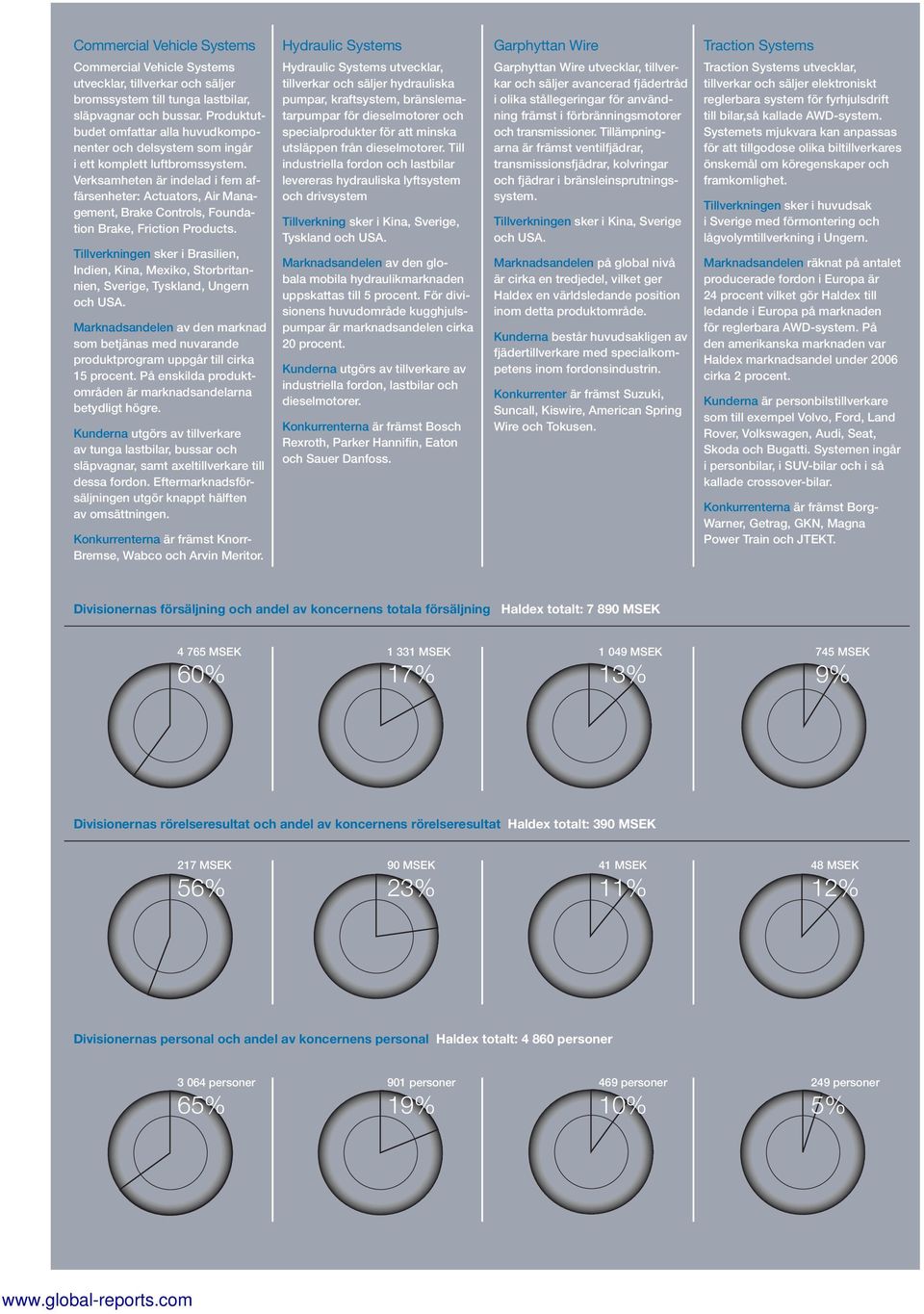 Verksamheten är indelad i fem affärsenheter: Actuators, Air Management, Brake Controls, Foundation Brake, Friction Products.