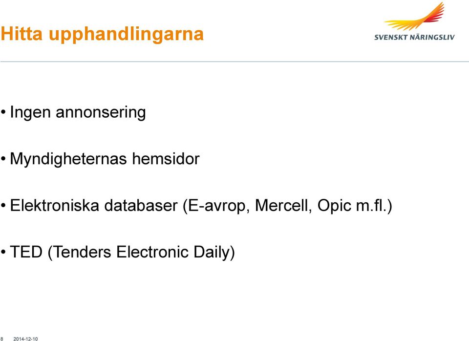 Elektroniska databaser (E-avrop,