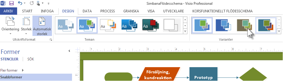 Kickstarta arbetet I Visio finns redan från början dussintals mallar så att du snabbt kan komma igång med nästan vilken typ av ritning som helst, från organisationsscheman till nätverksdiagram,