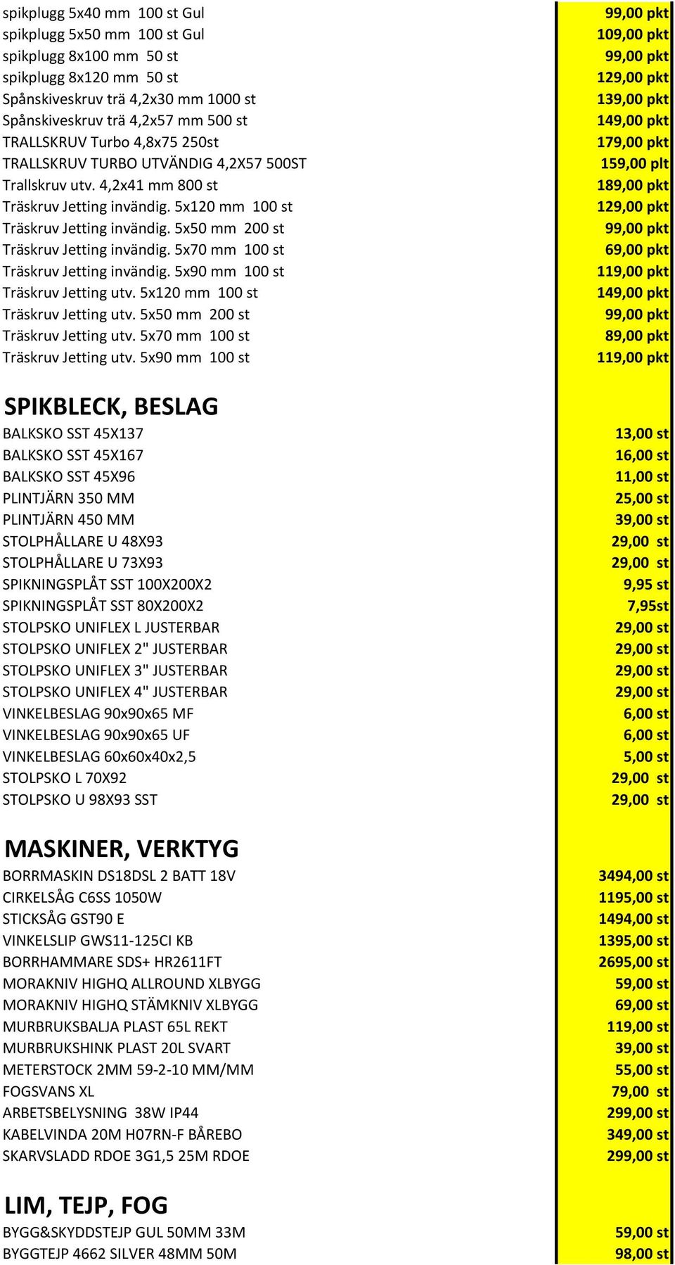 5x70 mm 100 st Träskruv Jetting invändig. 5x90 mm 100 st Träskruv Jetting utv. 5x120 mm 100 st Träskruv Jetting utv. 5x50 mm 200 st Träskruv Jetting utv. 5x70 mm 100 st Träskruv Jetting utv.