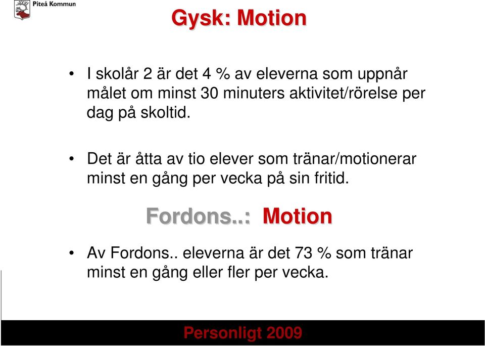 Det är åtta av tio elever som tränar/motionerar minst en gång per vecka på