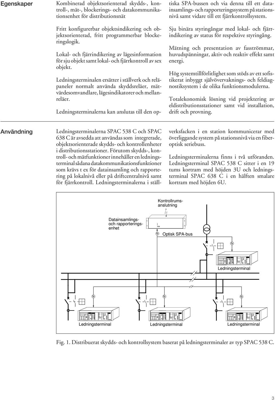 Ledningsterminalen ersätter i ställverk och reläpaneler normalt använda skyddsreläer, mätvärdesomvandlare, lägesindikatorer och mellanreläer.