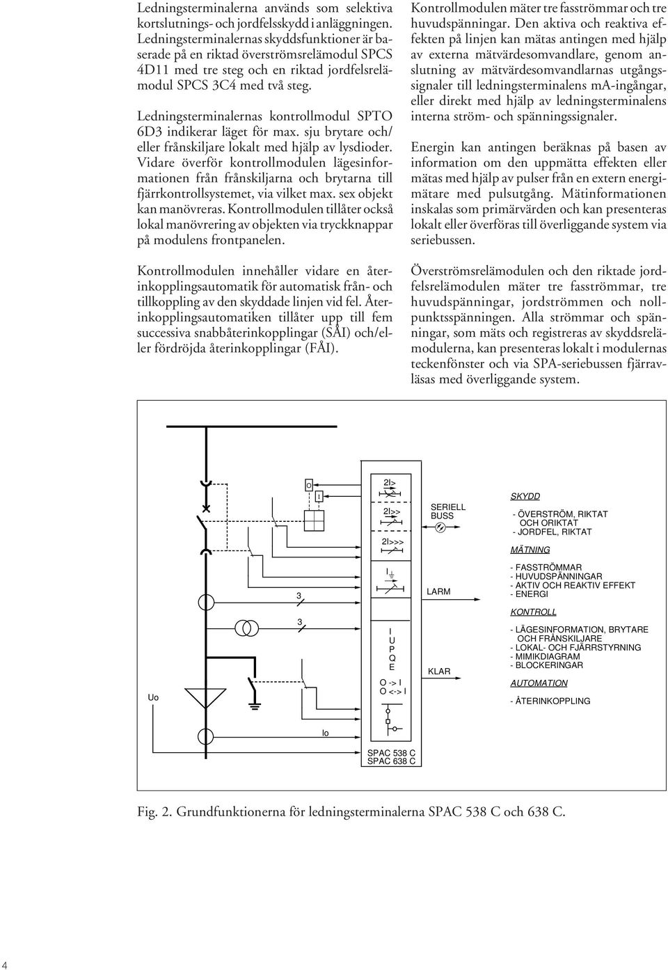 Ledningsterminalernas kontrollmodul SPTO 6D3 indikerar läget för max. sju brytare och/ eller frånskiljare lokalt med hjälp av lysdioder.