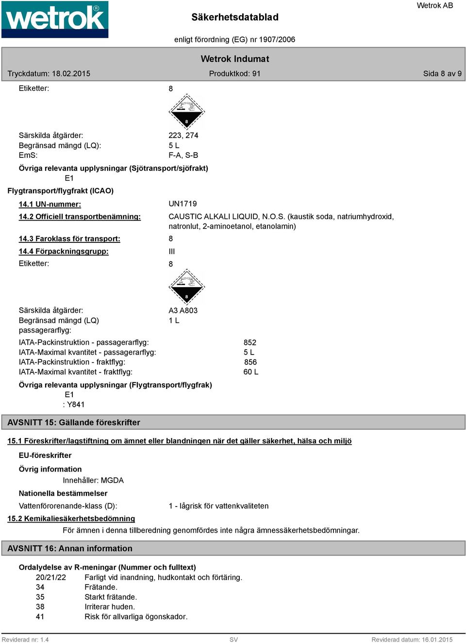 IC ALKALI LIQUID, N.O.S.