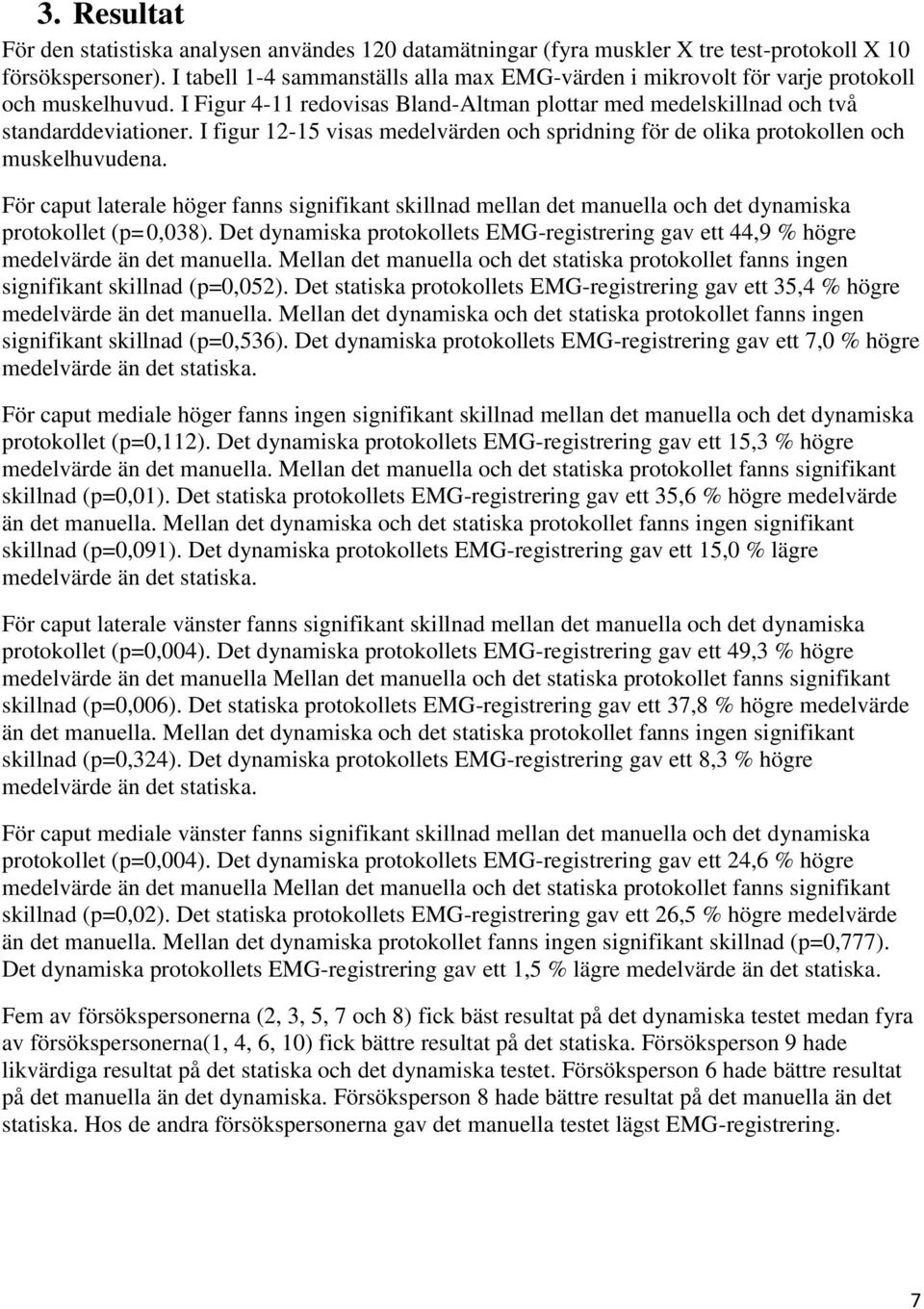 I figur 12-15 visas medelvärden och spridning för de olika protokollen och muskelhuvudena.