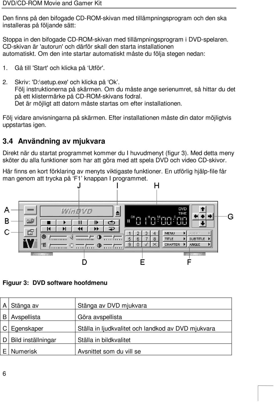 Skriv: 'D:\setup.exe' och klicka på Ok. Följ instruktionerna på skärmen. Om du måste ange serienumret, så hittar du det på ett klistermärke på CD-ROM-skivans fodral.