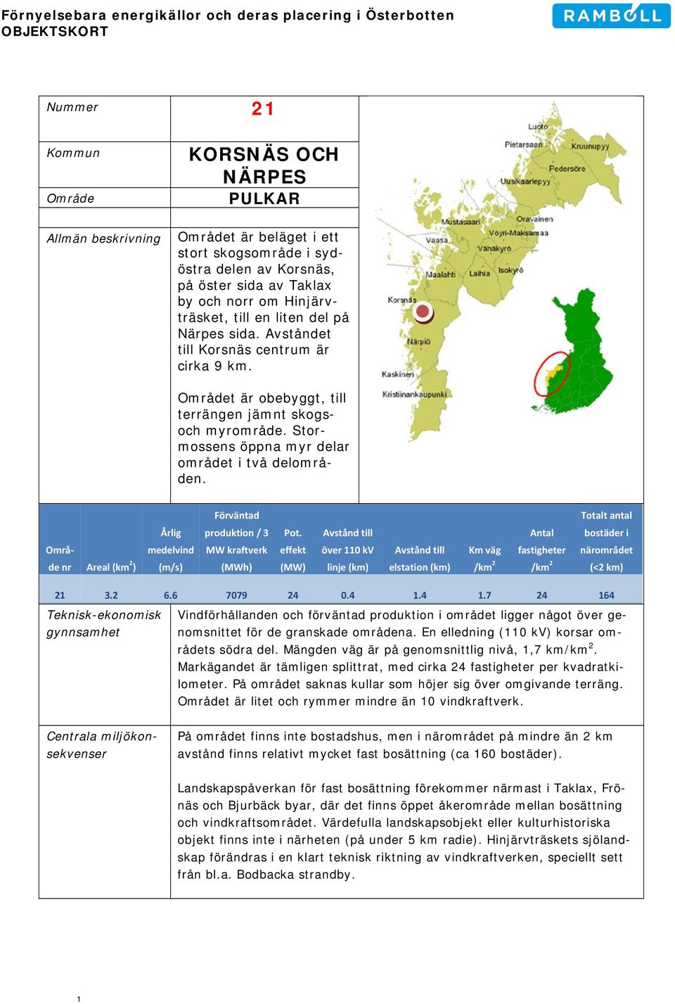 Stormossens öppna myr delar området i två delområden. nr Areal (km 2 ) Årlig medelvind (m/s) Förväntad produktion / 3 MW kraftverk (MWh) Pot.