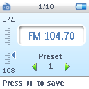 4.4 Radio I huvudmenyn välj för att komma till radioläget. Anslut hörlurarna De medlevererade hörlurarna fungerar även som radioantenn.