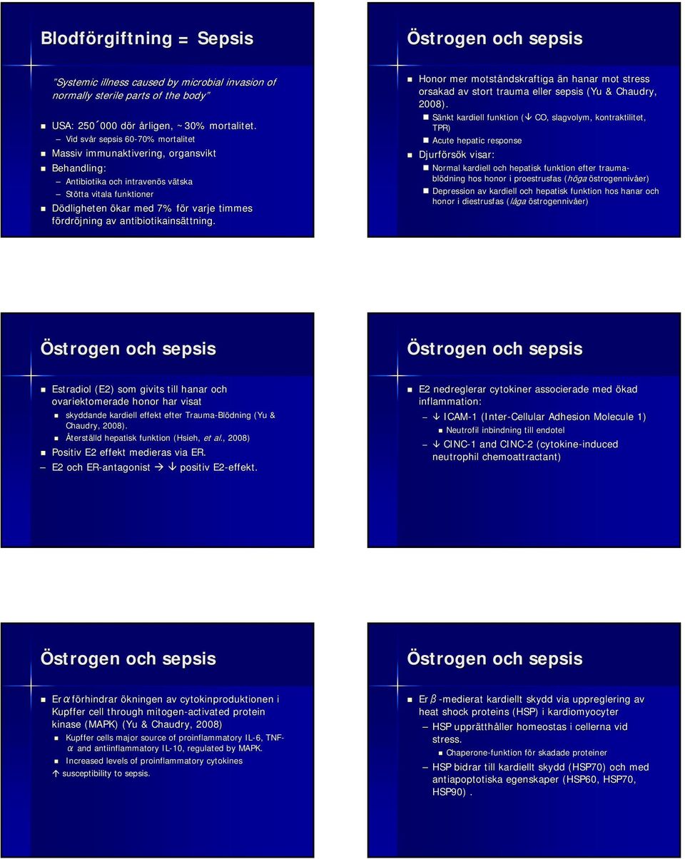 antibiotikainsättning ttning. Honor mer motståndskraftiga än n hanar mot stress orsakad av stort trauma eller sepsis (Yu( & Chaudry, 2008).