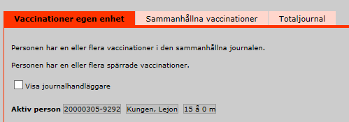 Spärren innebär att det vid patientens nästa vårdbesök, på samma vaccinationsenhet, så kommer alla vaccinationer som patienten har fått på den enheten (och från andra vaccinationsenheter i Svevac om
