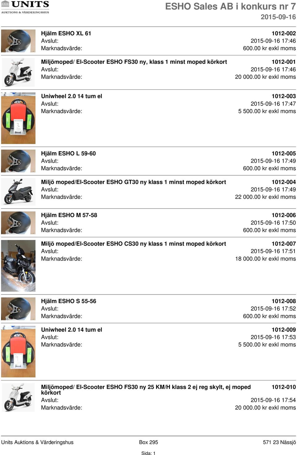 ESHO CS30 ny klass 1 minst moped körkort 1012-007 Avslut: 17:51 18 000.