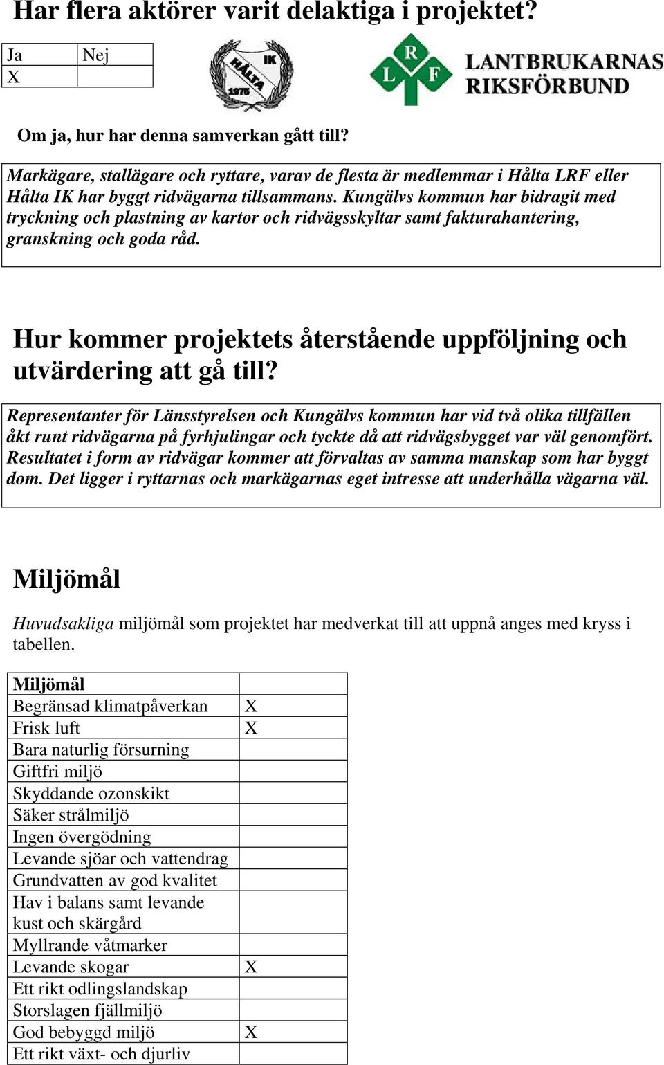 Kungälvs kommun har bidragit med tryckning och plastning av kartor och ridvägsskyltar samt fakturahantering, granskning och goda råd.