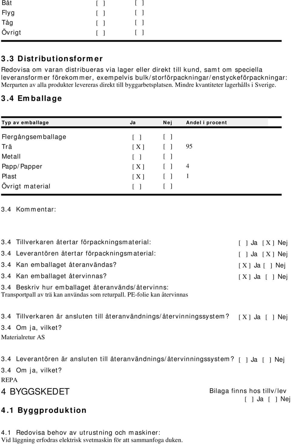 av alla produkter levereras direkt till byggarbetsplatsen. Mindre kvantiteter lagerhålls i Sverige. 3.