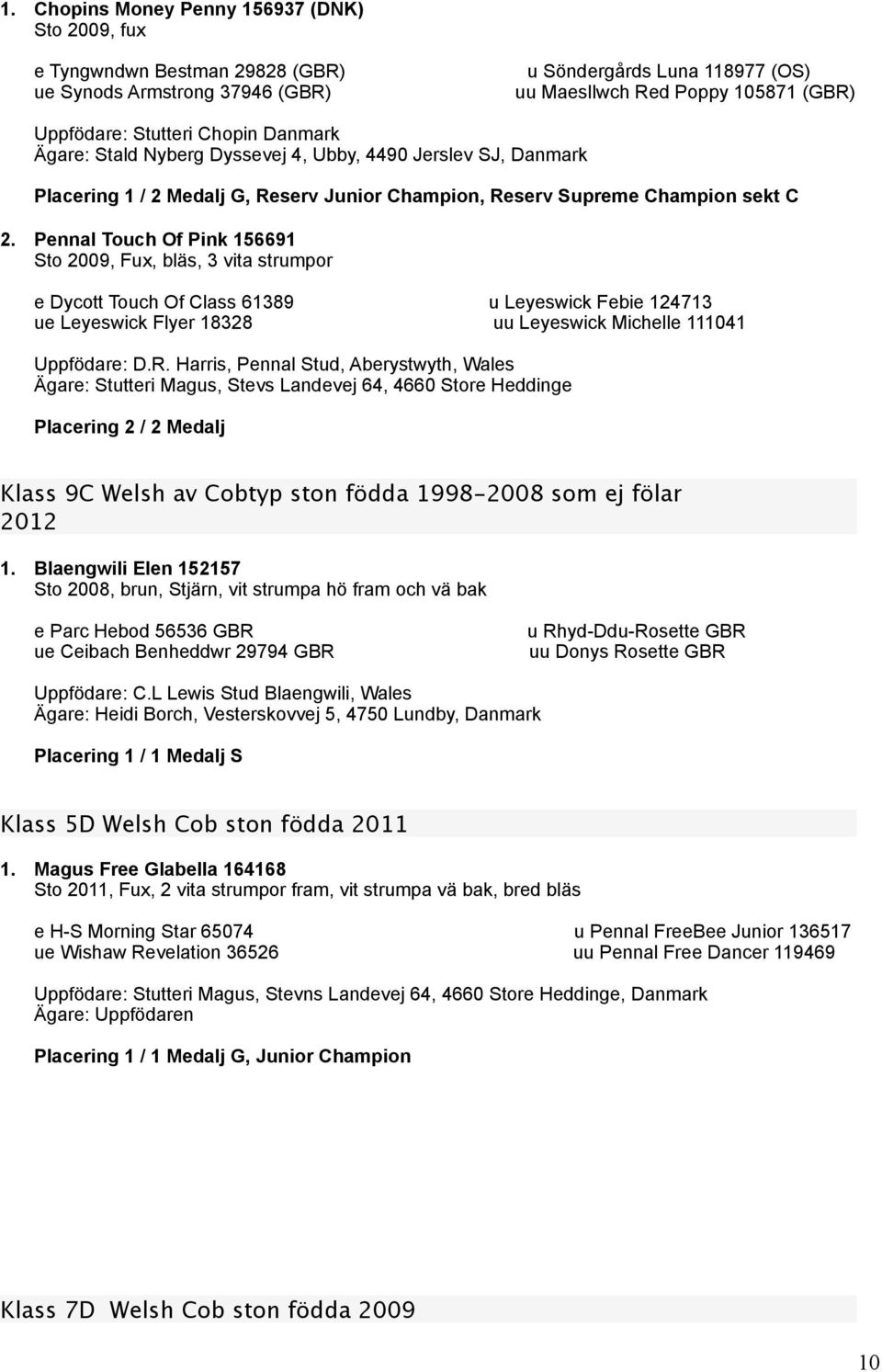 Pennal Touch Of Pink 156691 Sto 2009, Fux, bläs, 3 vita strumpor e Dycott Touch Of Class 61389 u Leyeswick Febie 124713 ue Leyeswick Flyer 18328 uu Leyeswick Michelle 111041 Uppfödare: D.R.