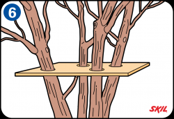 Tillträde till trädkojan Innan du börjar bygga din trädkoja måste du bestämma hur man ska klättra upp till den. Tänk på barnens säkerhet! Vägen upp till trädkojan måste vara stadig och säker.