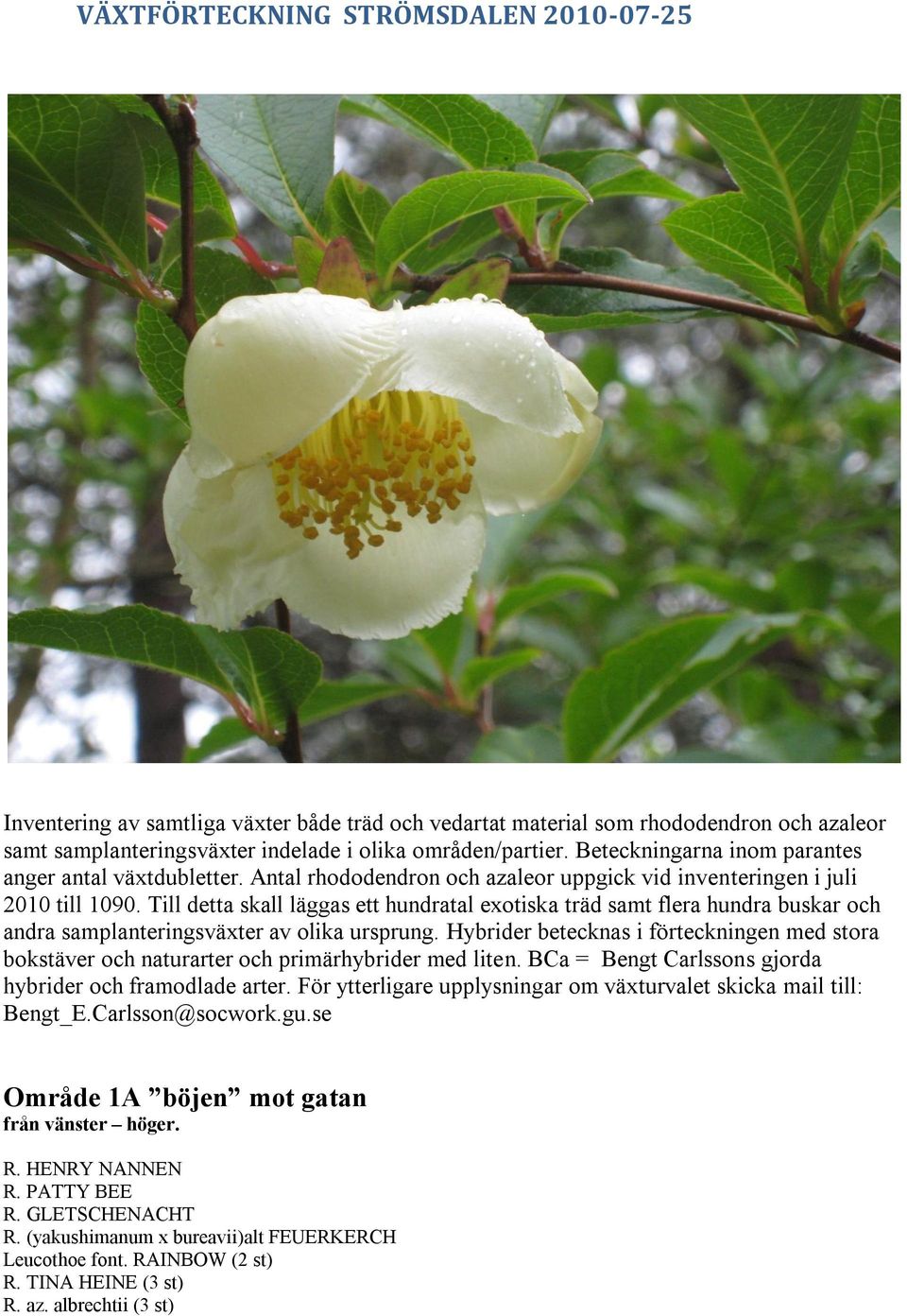 Till detta skall läggas ett hundratal exotiska träd samt flera hundra buskar och andra samplanteringsväxter av olika ursprung.