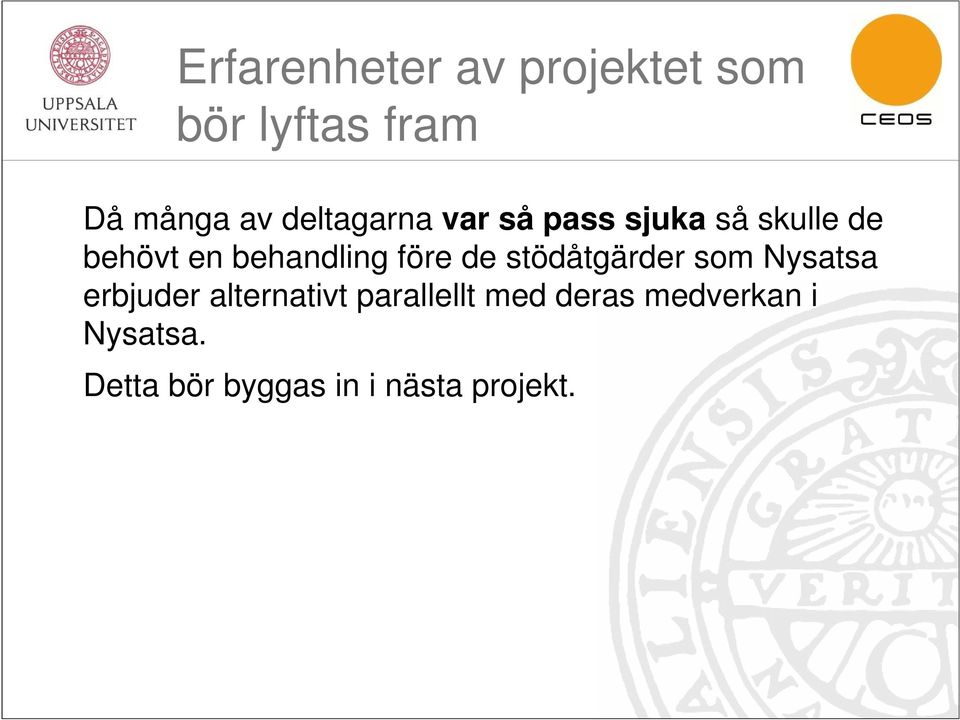 före de stödåtgärder som Nysatsa erbjuder alternativt