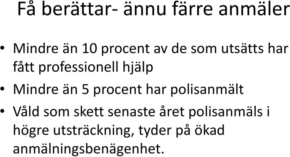 procent har polisanmält Våld som skett senaste året