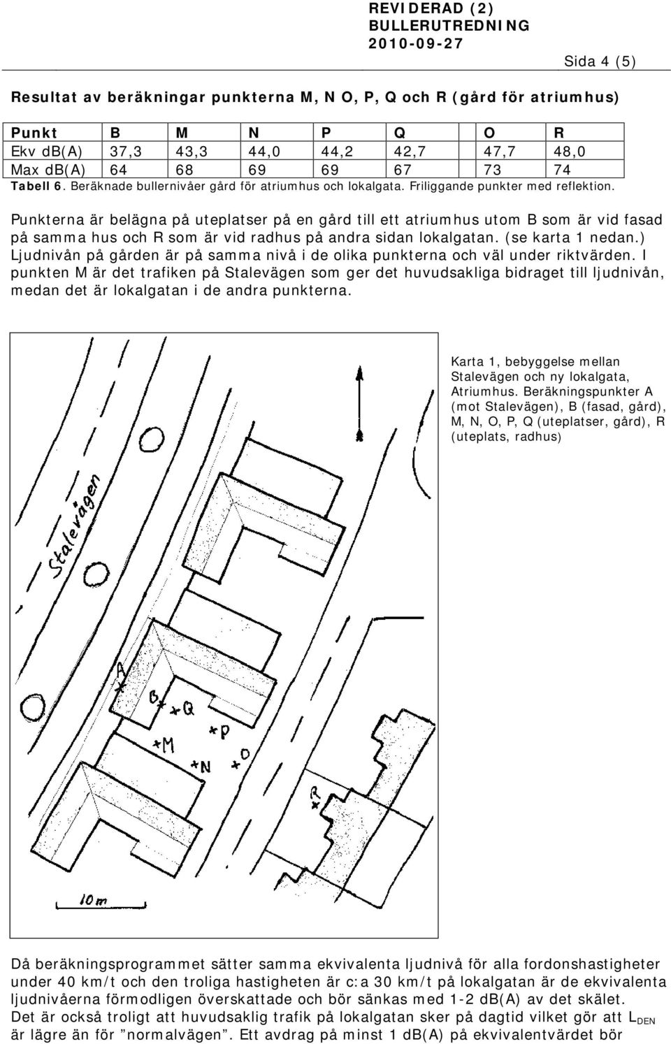 Punkterna är belägna på uteplatser på en gård till ett atriumhus utom B som är vid fasad på samma hus och R som är vid radhus på andra sidan lokalgatan. (se karta 1 nedan.