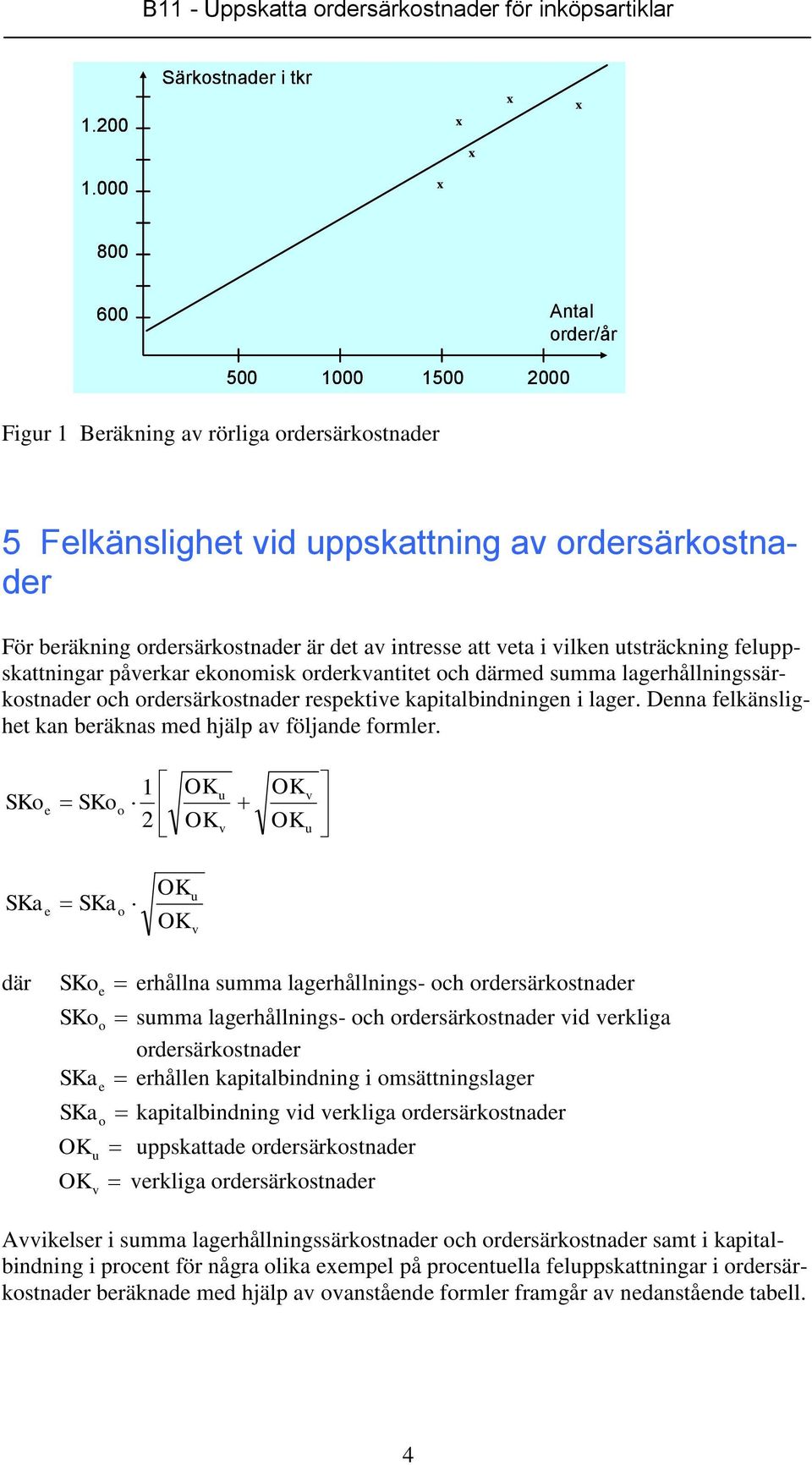 flppskattningar pårkar knmisk rdrkantitt ch därmd smma lagrhållningssärkstnadr ch rdrsärkstnadr rspkti kapitalbindningn i lagr. Dnna flkänslight kan bräknas md hjälp a följand frmlr.