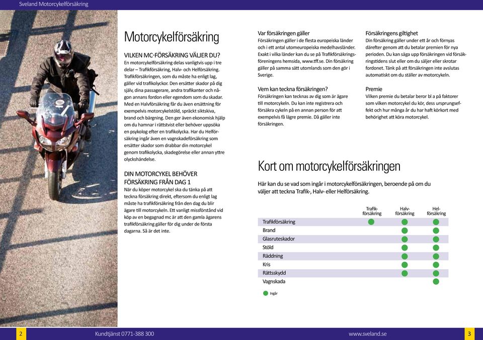 Med en Halvförsäkring får du även ersättning för exempelvis motorcykelstöld, spräckt siktskiva, brand och bärgning.