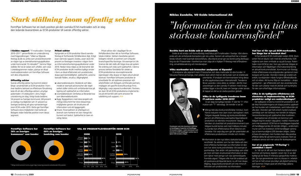 Niklas Zandelin, VD Exido International AB Information är den nya tidens starkaste konkurrensfördel I Exidos rapport IT-marknaden i Sverige 2010 2011 genomfördes en undersökning med frågeställningen