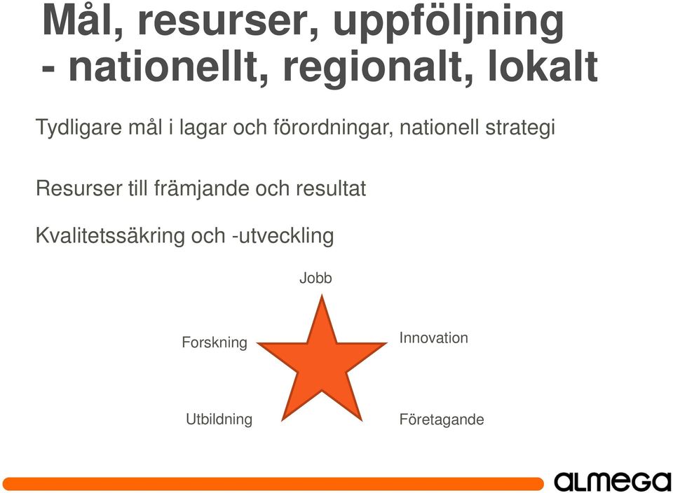 Resurser till främjande och resultat Kvalitetssäkring och