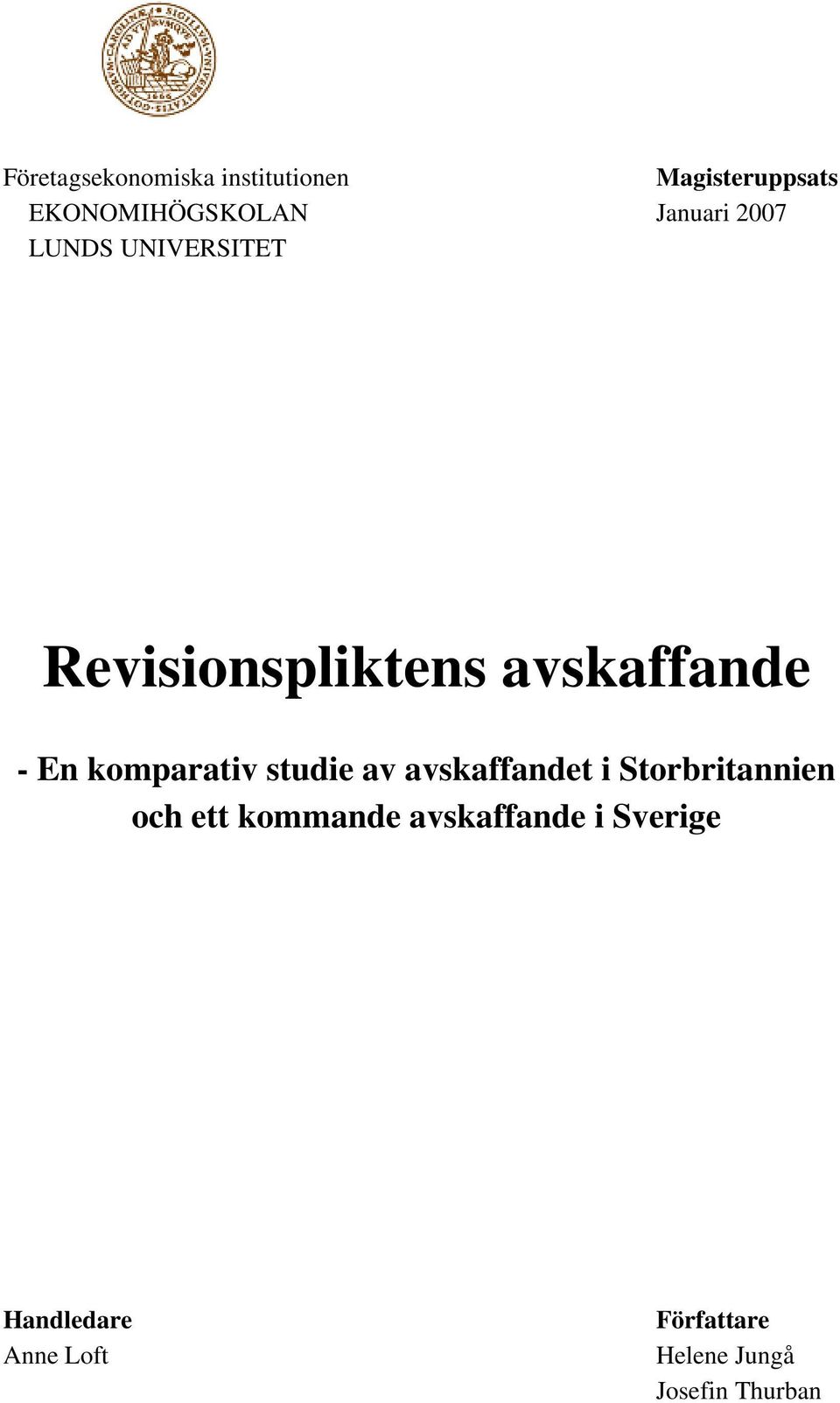 komparativ studie av avskaffandet i Storbritannien och ett kommande