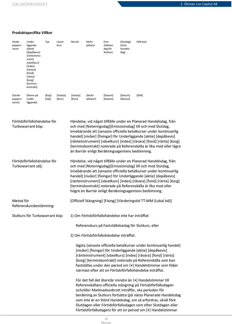 [Datum] [Datum] [Datum] [Datum] [ISIN] Förtidsförfallohändelse för Turbowarrant köp: Förtidsförfallohändelse för Turbowarrant sälj: Metod för Referenskursbestämning: Slutkurs för Turbowarrant köp: