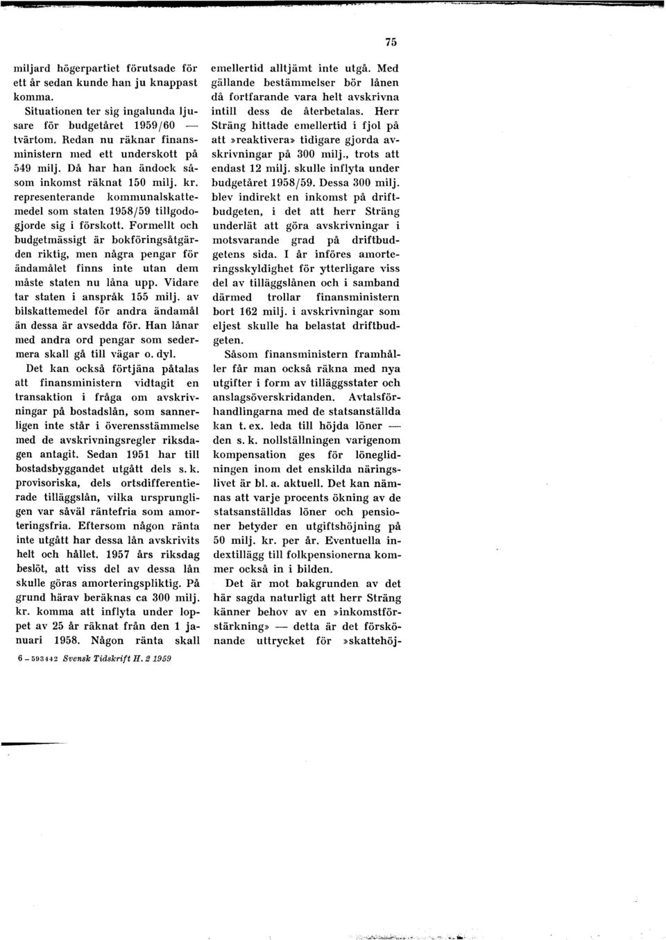 representerande kommunalskattemedel som staten 1958f59 tillgodogjorde sig i förskott.