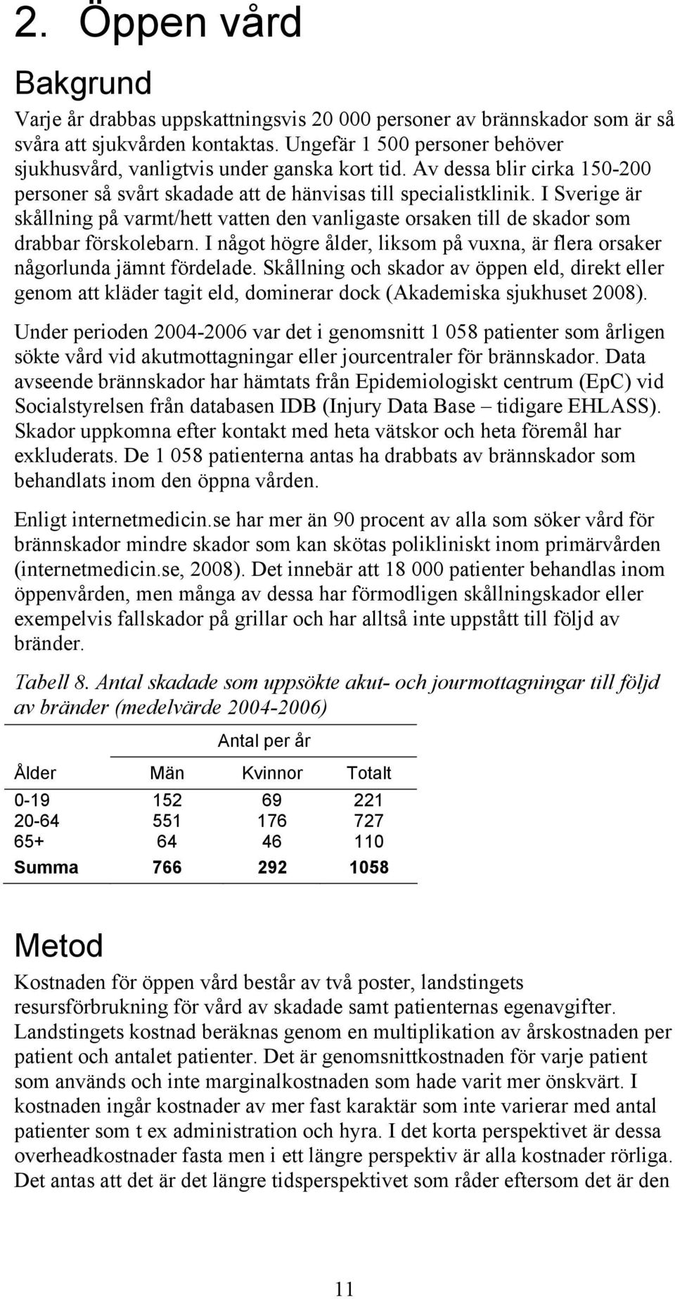 I Sverige är skållning på varmt/hett vatten den vanligaste orsaken till de skador som drabbar förskolebarn. I något högre ålder, liksom på vuxna, är flera orsaker någorlunda jämnt fördelade.