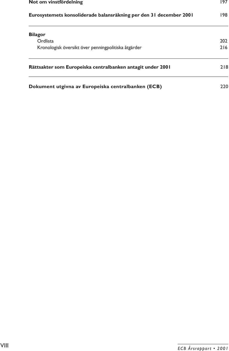 penningpolitiska åtgärder 216 Rättsakter som Europeiska centralbanken