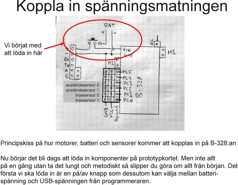 komponenter på prototypkortet.