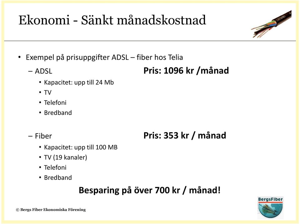 nivån Pris: 1096 kr /månad Kapacitet: upp till 24 Mb TV Telefoni Bredband Fiber