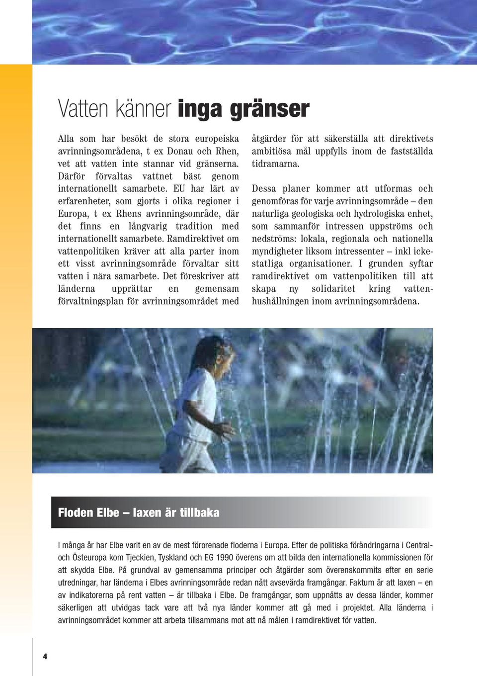 EU har lärt av erfarenheter, som gjorts i olika regioner i Europa, t ex Rhens avrinningsområde, där det finns en långvarig tradition med internationellt samarbete.
