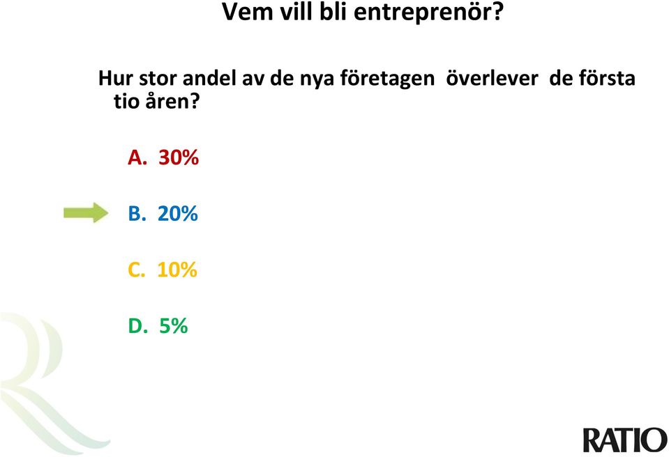 tio åren? A. 30% B. 20% C.