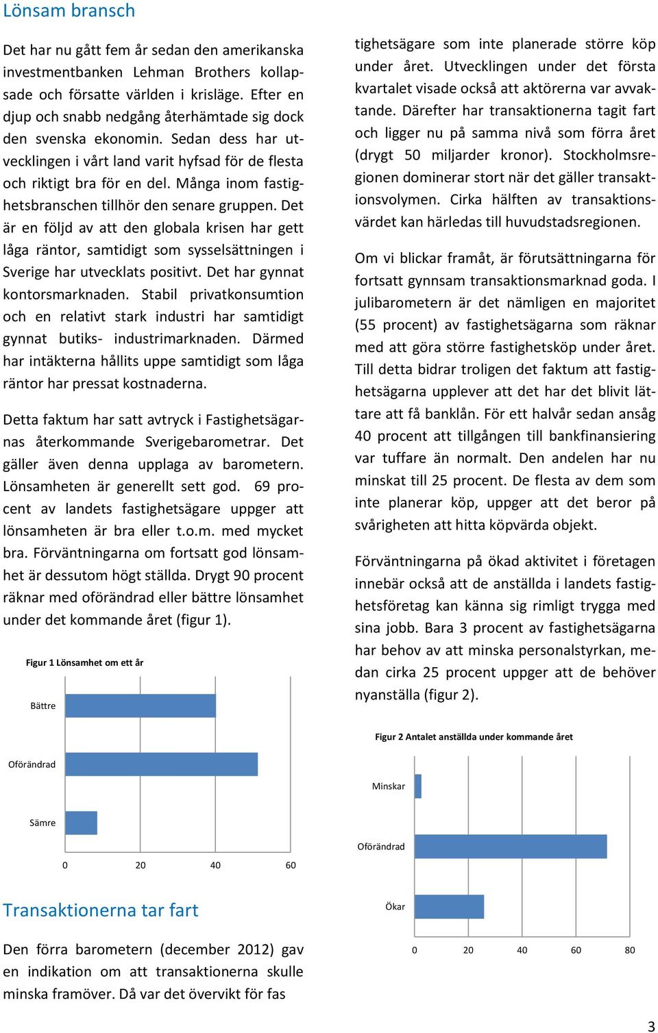 Många inom fastighetsbranschen tillhör den senare gruppen. Det är en följd av att den globala krisen har gett låga räntor, samtidigt som sysselsättningen i Sverige har utvecklats positivt.